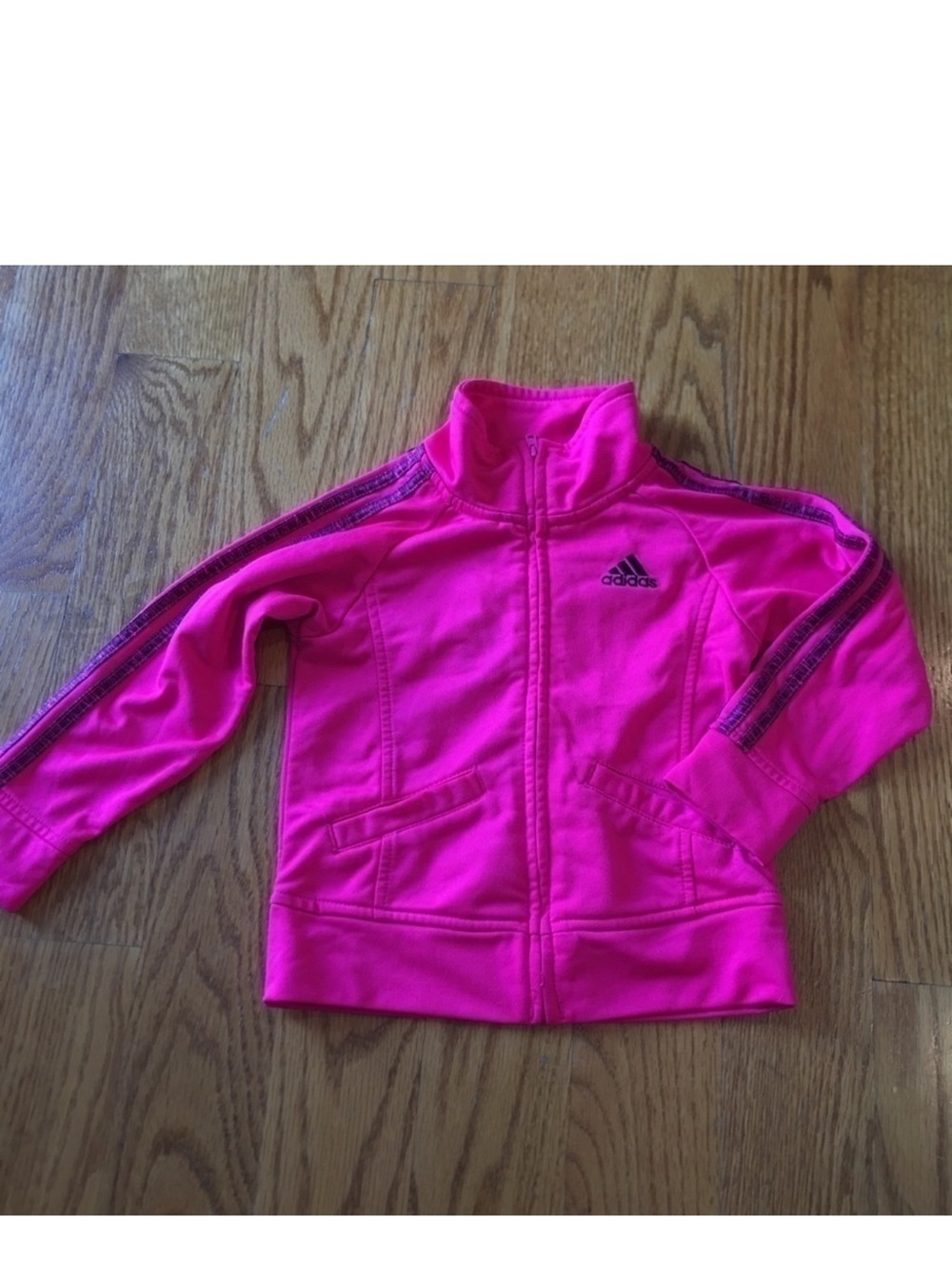 Adidas hot pink zip jacket size 24 months classic 3 stripe